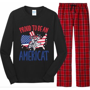 4th July Proud To Be An Americat Cat Lover Memorial Day Cool Gift Long Sleeve Pajama Set