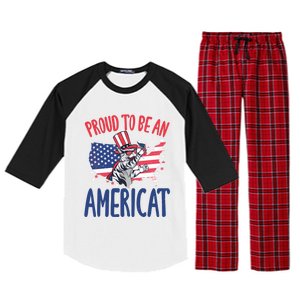 4th July Proud To Be An Americat Cat Lover Memorial Day Cool Gift Raglan Sleeve Pajama Set