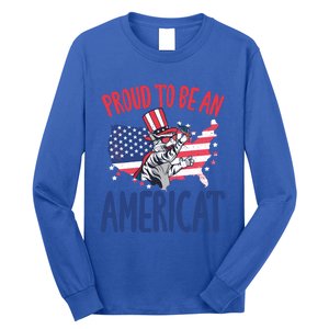 4th July Proud To Be An Americat Cat Lover Memorial Day Cool Gift Long Sleeve Shirt