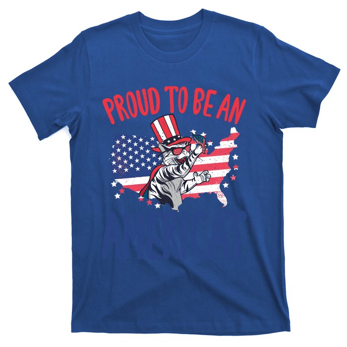 4th July Proud To Be An Americat Cat Lover Memorial Day Cool Gift T-Shirt