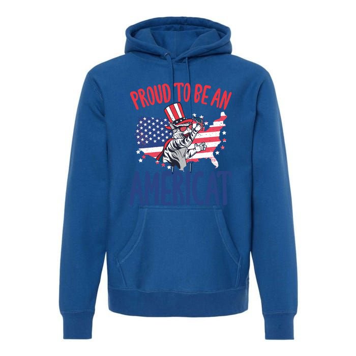 4th July Proud To Be An Americat Cat Lover Memorial Day Cool Gift Premium Hoodie