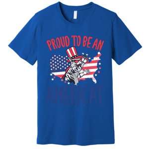 4th July Proud To Be An Americat Cat Lover Memorial Day Cool Gift Premium T-Shirt