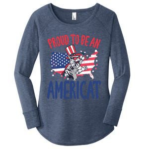 4th July Proud To Be An Americat Cat Lover Memorial Day Cool Gift Women's Perfect Tri Tunic Long Sleeve Shirt