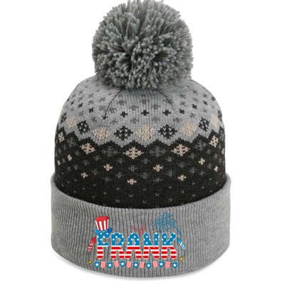 4th July Patriotic Bbq Holiday National Family Frank Gift The Baniff Cuffed Pom Beanie