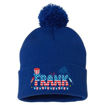 4th July Patriotic Bbq Holiday National Family Frank Gift Pom Pom 12in Knit Beanie