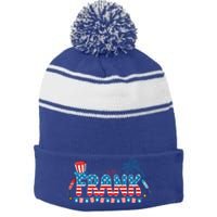 4th July Patriotic Bbq Holiday National Family Frank Gift Stripe Pom Pom Beanie