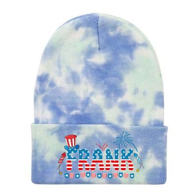 4th July Patriotic Bbq Holiday National Family Frank Gift Tie Dye 12in Knit Beanie