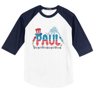 4th July Patriotic Bbq Holiday National Family Paul Gift Baseball Sleeve Shirt