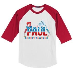 4th July Patriotic Bbq Holiday National Family Paul Gift Kids Colorblock Raglan Jersey