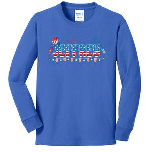 4th July Patriotic Bbq Holiday National Family Gift Kids Long Sleeve Shirt