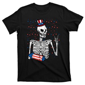 4th July Rocker Skeleton Patriotic Rock T-Shirt