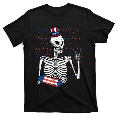 4th July Rocker Skeleton Patriotic Rock T-Shirt