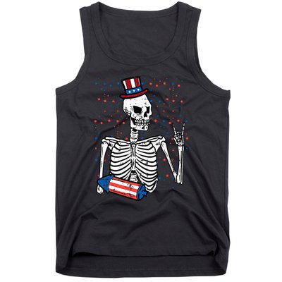 4th July Rocker Skeleton Patriotic Rock Tank Top