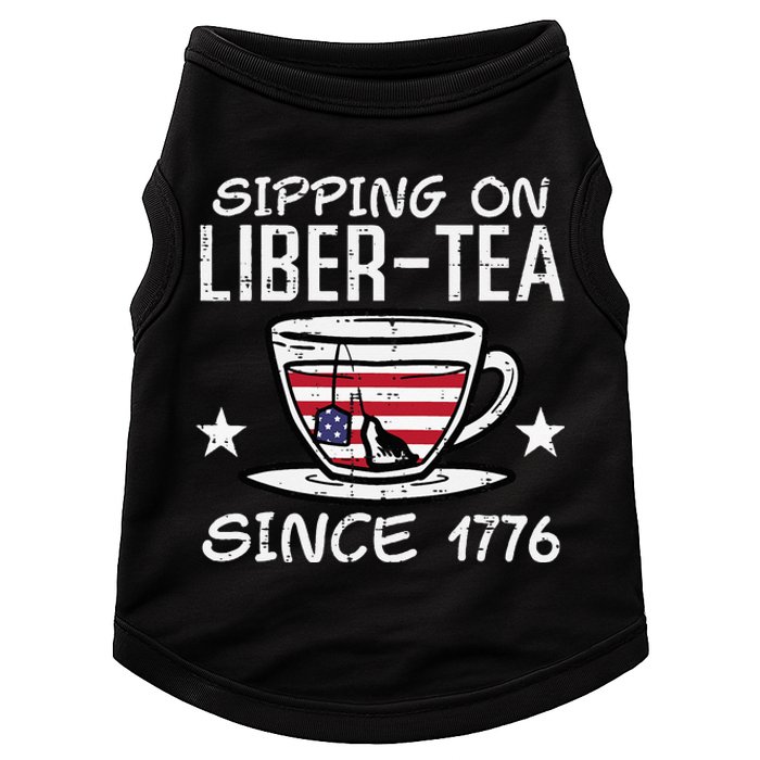 4th July Sipping Liber Tea Since 1776 USA America Doggie Tank