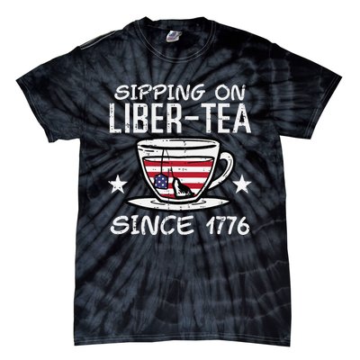 4th July Sipping Liber Tea Since 1776 USA America Tie-Dye T-Shirt