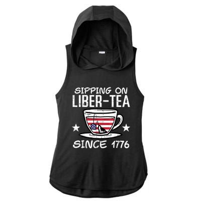 4th July Sipping Liber Tea Since 1776 USA America Women Men Ladies PosiCharge Tri-Blend Wicking Draft Hoodie Tank