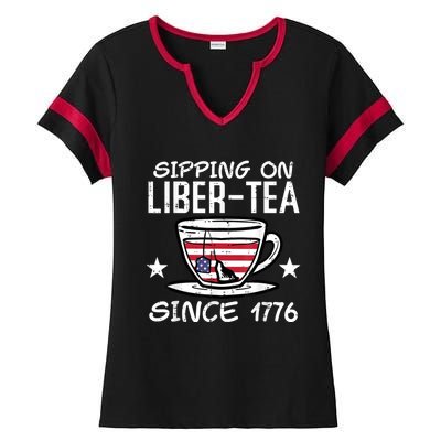 4th July Sipping Liber Tea Since 1776 USA America Women Men Ladies Halftime Notch Neck Tee