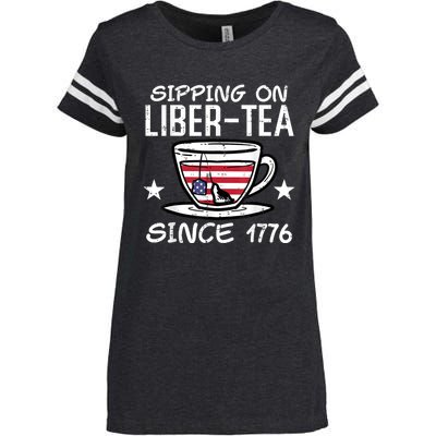 4th July Sipping Liber Tea Since 1776 USA America Women Men Enza Ladies Jersey Football T-Shirt