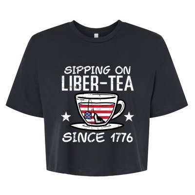 4th July Sipping Liber Tea Since 1776 USA America Women Men Bella+Canvas Jersey Crop Tee