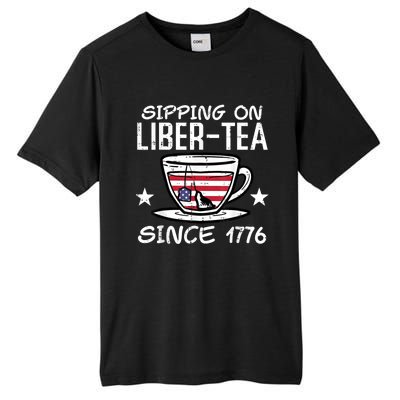 4th July Sipping Liber Tea Since 1776 USA America Women Men Tall Fusion ChromaSoft Performance T-Shirt