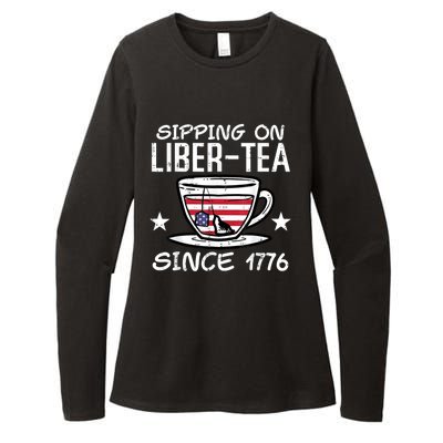 4th July Sipping Liber Tea Since 1776 USA America Women Men Womens CVC Long Sleeve Shirt