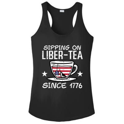 4th July Sipping Liber Tea Since 1776 USA America Women Men Ladies PosiCharge Competitor Racerback Tank