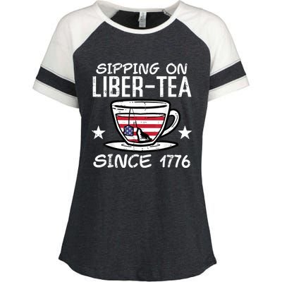 4th July Sipping Liber Tea Since 1776 USA America Women Men Enza Ladies Jersey Colorblock Tee