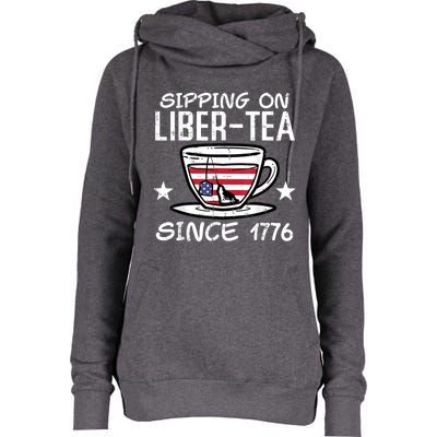 4th July Sipping Liber Tea Since 1776 USA America Women Men Womens Funnel Neck Pullover Hood