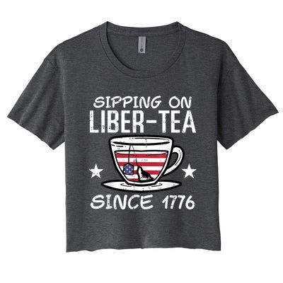 4th July Sipping Liber Tea Since 1776 USA America Women Men Women's Crop Top Tee