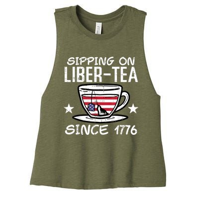 4th July Sipping Liber Tea Since 1776 USA America Women Men Women's Racerback Cropped Tank