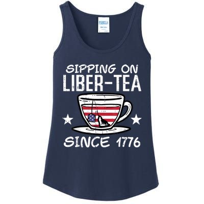 4th July Sipping Liber Tea Since 1776 USA America Women Men Ladies Essential Tank