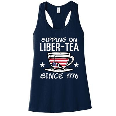 4th July Sipping Liber Tea Since 1776 USA America Women Men Women's Racerback Tank