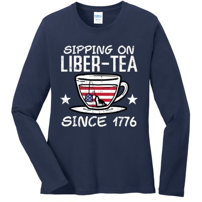 4th July Sipping Liber Tea Since 1776 USA America Women Men Ladies Long Sleeve Shirt