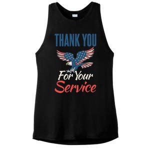 4th July Thank You For Your Service Veteran Memorial Day Cute Gift Ladies PosiCharge Tri-Blend Wicking Tank