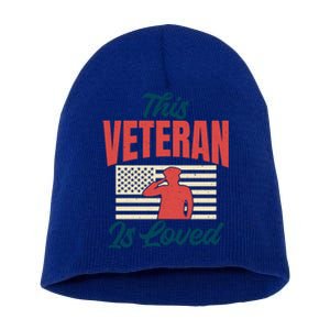 4th July This Veteran Is Loved Grandpa Dad Memorial Day Gift Short Acrylic Beanie