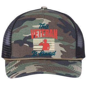 4th July This Veteran Is Loved Grandpa Dad Memorial Day Gift Retro Rope Trucker Hat Cap