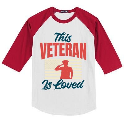 4th July This Veteran Is Loved Grandpa Dad Memorial Day Gift Kids Colorblock Raglan Jersey