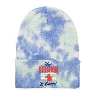 4th July This Veteran Is Loved Grandpa Dad Memorial Day Gift Tie Dye 12in Knit Beanie