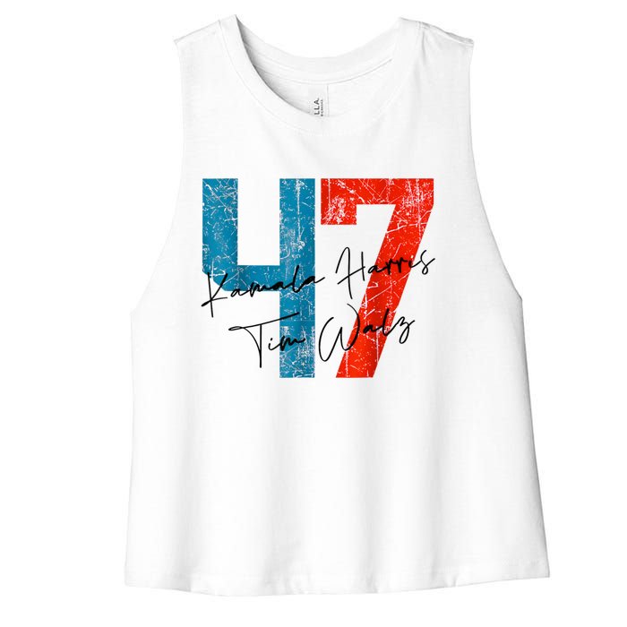 47 Kamala Harris Tim Walz Harris Waltz 2024 Women's Racerback Cropped Tank