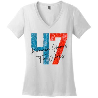 47 Kamala Harris Tim Walz Harris Waltz 2024 Women's V-Neck T-Shirt