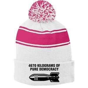 4670 Kilograms Of Pure Democracy Stripe Pom Pom Beanie