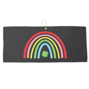 4 Leaf Clover Rainbow St Patricks Day Green Large Microfiber Waffle Golf Towel