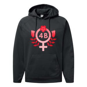 4b Movement Equality Feminist Flowers Performance Fleece Hoodie