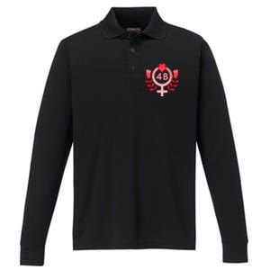 4b Movement Equality Feminist Flowers Performance Long Sleeve Polo