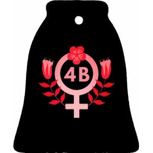 4b Movement Equality Feminist Flowers Ceramic Bell Ornament