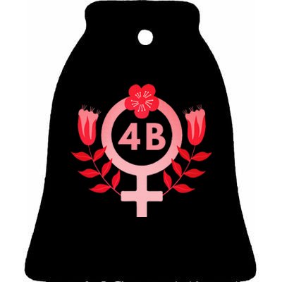 4b Movement Equality Feminist Flowers Ceramic Bell Ornament