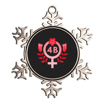 4b Movement Equality Feminist Flowers Metallic Star Ornament