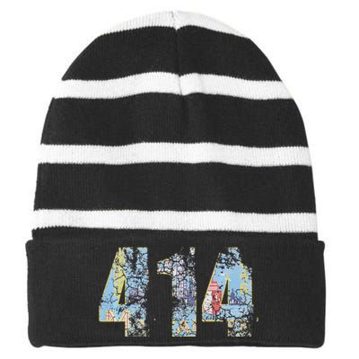 414 Milwaukee Flag Wisconsin Men Women Kids Striped Beanie with Solid Band