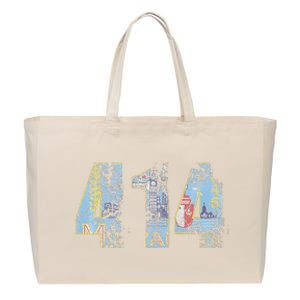 414 Milwaukee Flag Wisconsin Men Women Kids Cotton Canvas Jumbo Tote