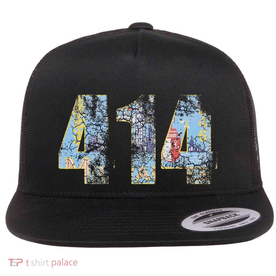 414 Milwaukee Flag Wisconsin Flat Bill Trucker Hat